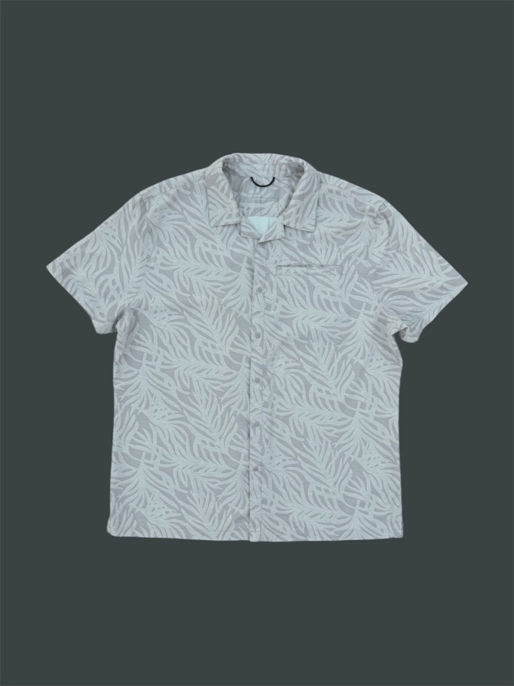 all in motion Short-Sleeve Leaf-Print Button-Down Shirt - Light Gray